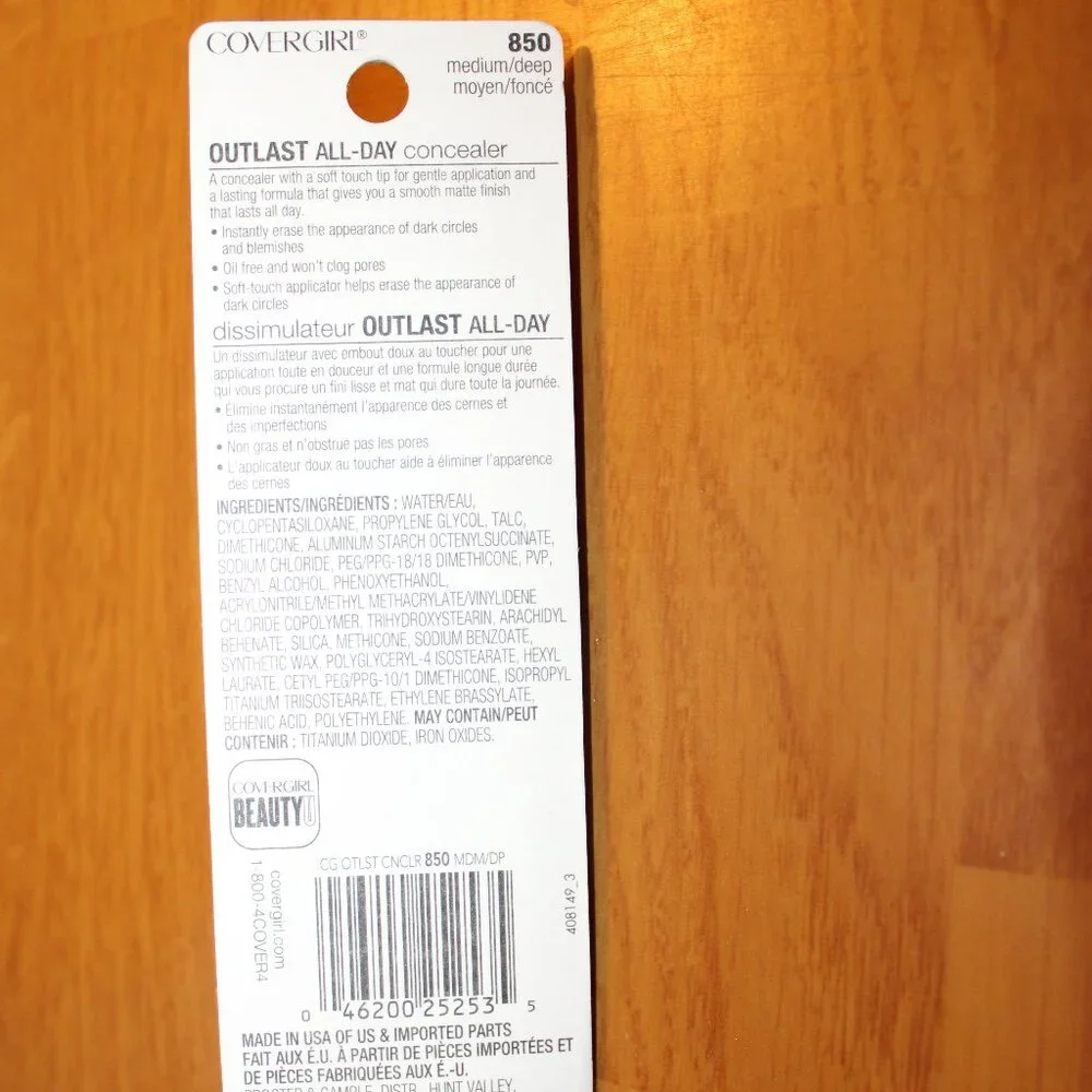 Cover Girl Outlast All Day Medium 850 Concealer Makeup New Package